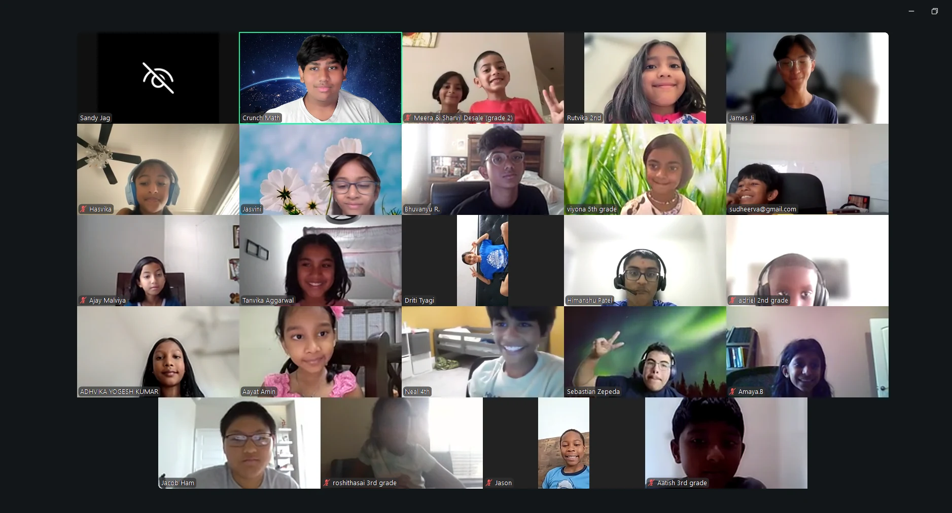 Crunch Math online class with students and tutors